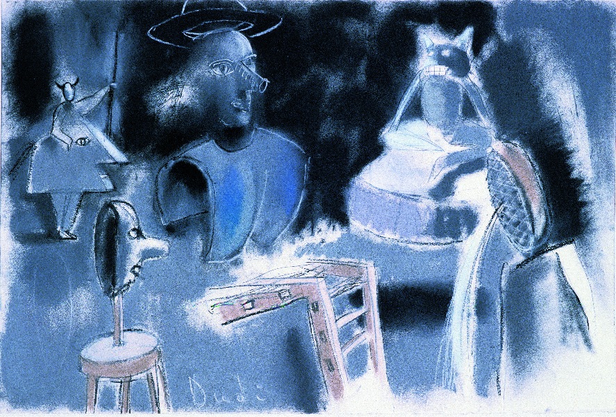 Spacer po zmierzchu&nbsp;&nbsp;&nbsp;&nbsp;2001&nbsp;&nbsp;&nbsp;&nbsp;kredka olejowa i pastel&nbsp;&nbsp;&nbsp;&nbsp;107 x 145cm